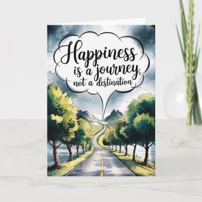 Cartão "Happiness is a Journey" Quote Card (Frente)