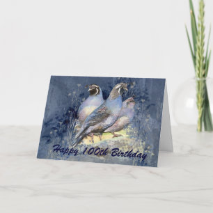 Cartão Happy 100th Birthday California Quail Bird