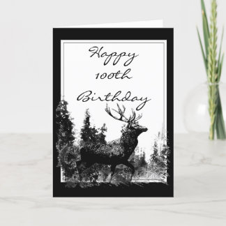 Cartão Happy 100th Birthday Custom Vintage Stag, Deer