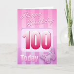 Cartão Happy 100th Birthday Grand Mother Great-Aunt Mom<br><div class="desc">Greeting side 1: Congratulations on your birthday. Greeting side 2: Thinking of you with love on your birthday and wishing you everything that brings you happiness & joy today and always.</div>