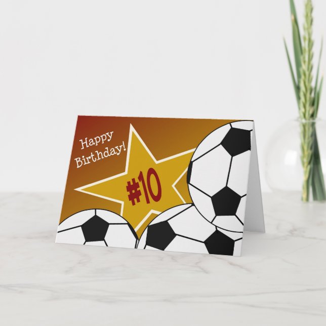 Cartão Happy 10th Birthday, Soccer Star! (Frente)