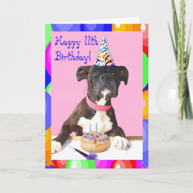 Cartão Happy 11th Birthday Boxer greeting card (Frente)