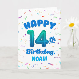 Cartão Happy 14th Birthday Card with Custom Name