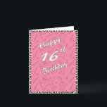 Cartão Happy 16th Birthday<br><div class="desc">Happy 16th Birthday greeting card. with a zebra pattern border,  a pink background and a girl's accessories pattern.</div>