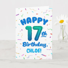 Cartão Happy 17th Birthday Card with Custom Name