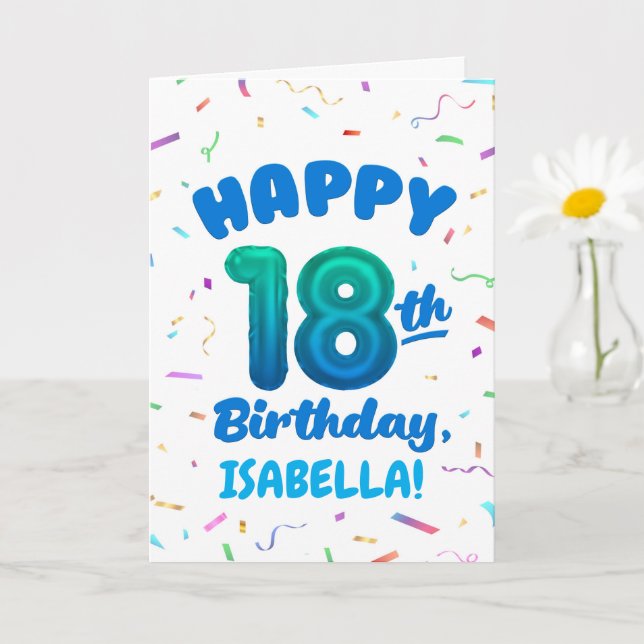 Cartão Happy 18th Birthday Card with Custom Name (Planta pequena)