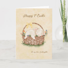 Cartão Happy 1st Easter Bunny in Basket Goddaughter