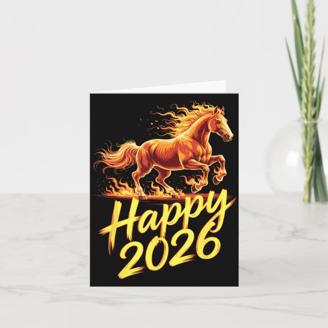 Cartão Happy 2026 Year Of The Horse Chinese Zodiac New Ye (Frente)
