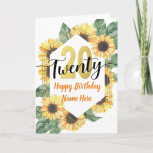 Cartão Happy 20th Birthday Sunflower Greeting