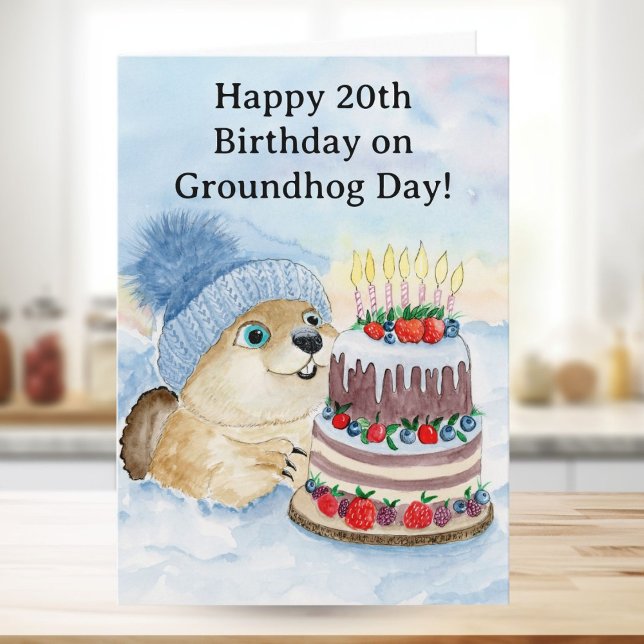 Cartão  Happy 20th Groundhog Day Birthday  (Criador carregado)