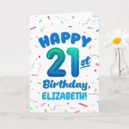 Cartão Happy 21st Birthday Card with Custom Name
