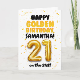 Cartão Happy 21st Golden Birthday, Custom Name Birthday
