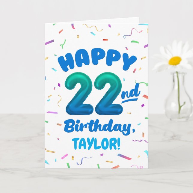 Cartão Happy 22nd Birthday Card with Custom Name (Planta pequena)