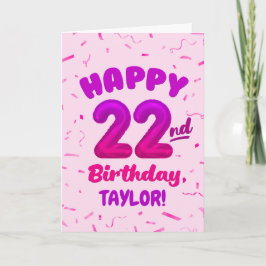 Cartão Happy 22nd Birthday Card with Custom Name