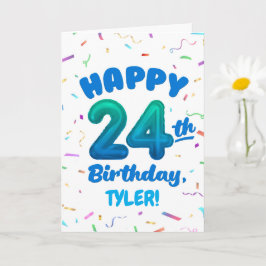 Cartão Happy 24th Birthday Card with Custom Name