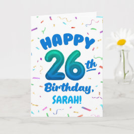 Cartão Happy 26th Birthday Card with Custom Name