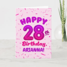 Cartão Happy 28th Birthday Card with Custom Name