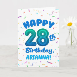 Cartão Happy 28th Birthday Card with Custom Name