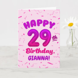 Cartão Happy 29th Birthday Card with Custom Name