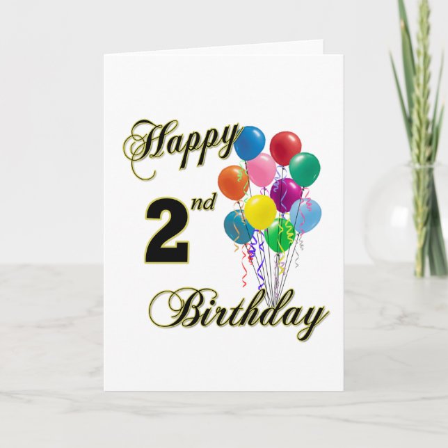 Cartão Happy 2nd Birthday Greeting Cards and Post Cards (Frente)