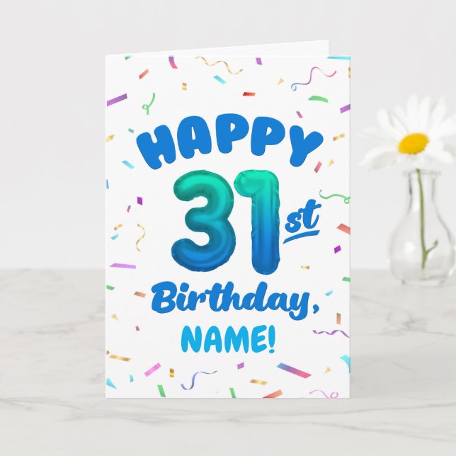 Cartão Happy 31st Birthday Card with Custom Name (Planta pequena)