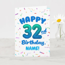 Cartão Happy 32nd Birthday Card with Custom Name