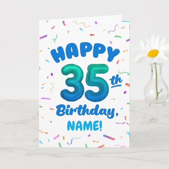 Cartão Happy 35th Birthday Card with Custom Name (Planta pequena)