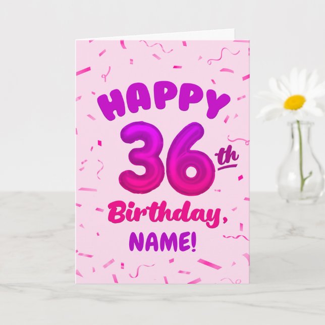 Cartão Happy 36th Birthday Card with Custom Name (Planta pequena)