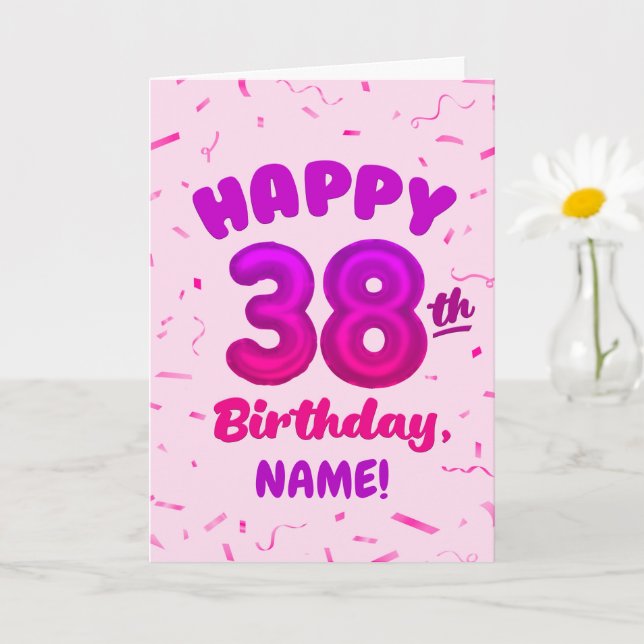 Cartão Happy 38th Birthday Card with Custom Name (Planta pequena)