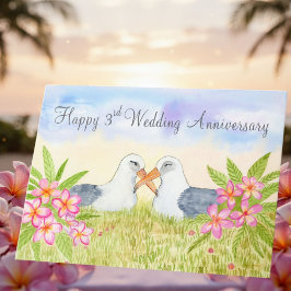 Cartão Happy 3rd Wedding Anniversary Laysan Albatross