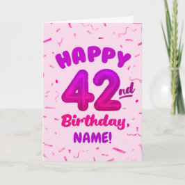 Cartão Happy 42nd Birthday Card with Custom Name