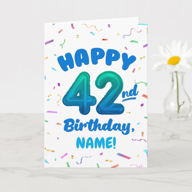 Cartão Happy 42nd Birthday Card with Custom Name (Planta pequena)