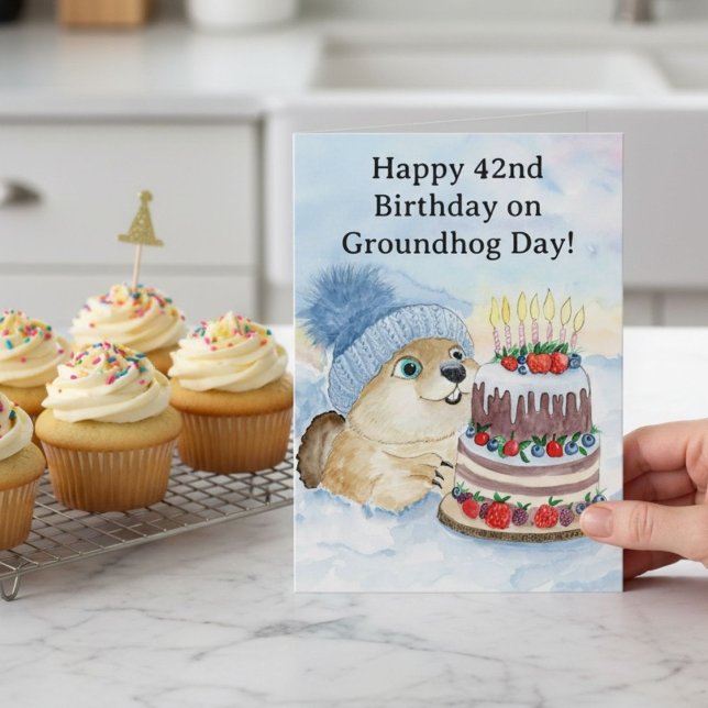 Cartão  Happy 42nd Groundhog Day Birthday  (Criador carregado)