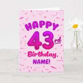 Cartão Happy 43rd Birthday Card with Custom Name