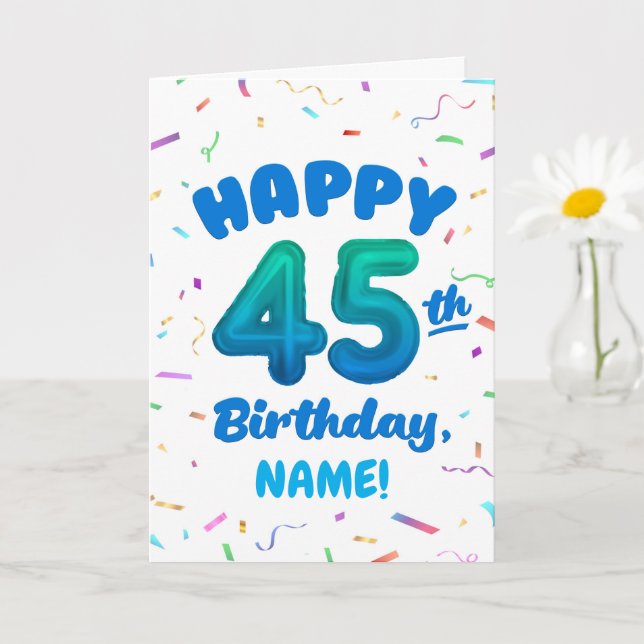 Cartão Happy 45th Birthday Card with Custom Name (Planta pequena)