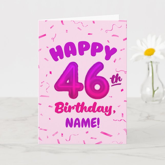 Cartão Happy 46th Birthday Card with Custom Name (Planta pequena)