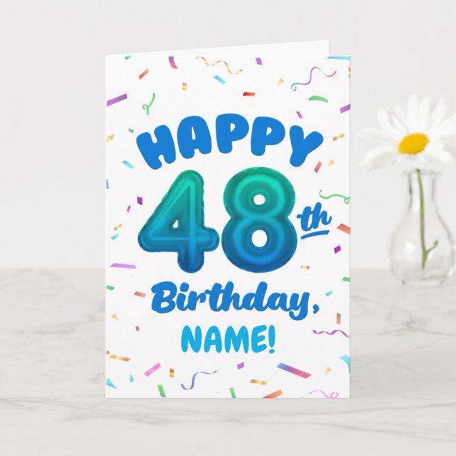 Cartão Happy 48th Birthday Card with Custom Name (Planta pequena)
