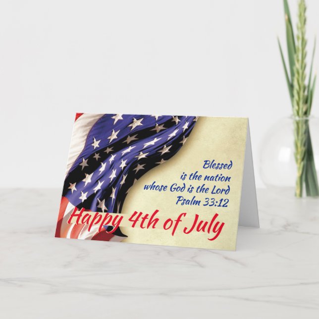 Cartão HAPPY 4TH JULY USA Patriotic Scripture Customized (Frente)
