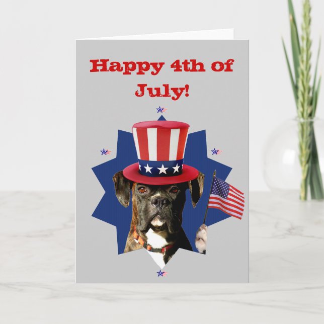 Cartão Happy 4th of July boxer dog greeting card (Frente)