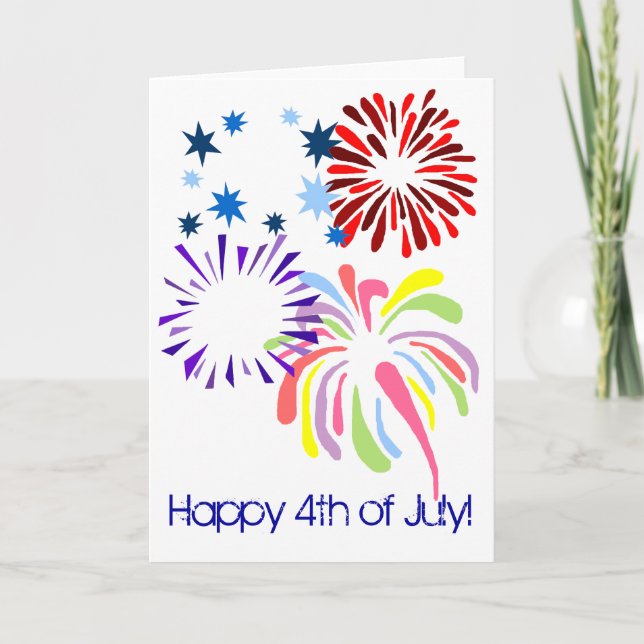 Cartão Happy 4th of July  fireworks blank card (Frente)