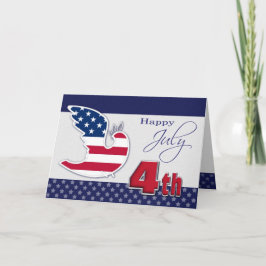 Cartão Happy 4th of July. Peace Dove Patriotic