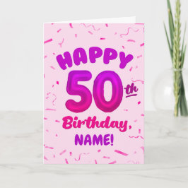 Cartão Happy 50th Birthday Card with Custom Name