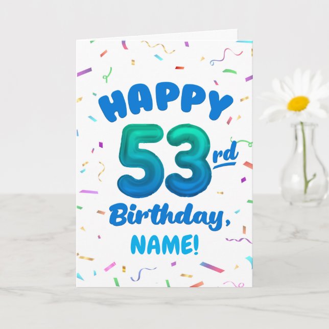 Cartão Happy 53rd Birthday Card with Custom Name (Planta pequena)