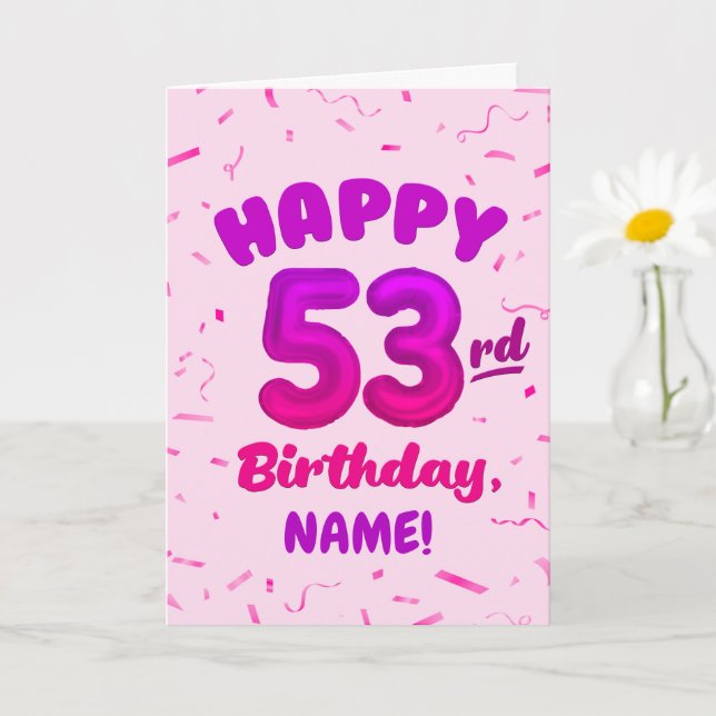 Cartão Happy 53rd Birthday Card with Custom Name (Planta pequena)