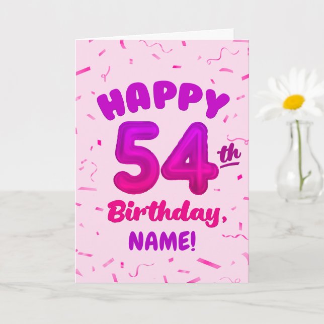 Cartão Happy 54th Birthday Card with Custom Name (Planta pequena)
