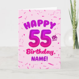 Cartão Happy 55th Birthday Card with Custom Name