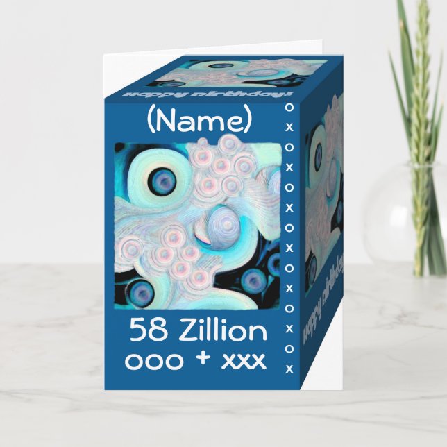 Cartão Happy 58th Birthday - 58 Zillion Hugs & Kisses (Frente)