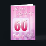 Cartão Happy 60th Birthday Grand Mother Great-Aunt Mum<br><div class="desc">Greeting side 1: Congratulations on your birthday. Greeting side 2: Thinking of you with love on your birthday and wishing you everything that brings you happiness & joy today and always.</div>