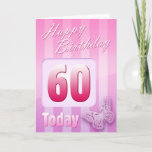 Cartão Happy 60th Birthday Grand Mother Great-Aunt Mum<br><div class="desc">Greeting side 1: Congratulations on your birthday. Greeting side 2: Thinking of you with love on your birthday and wishing you everything that brings you happiness & joy today and always.</div>
