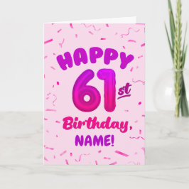 Cartão Happy 61st Birthday Card with Custom Name